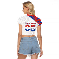 Custom Paraguay Football Raglan Cropped T Shirt Stripes Typography With Nanduti Flower Patterns