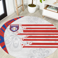 Paraguay Football Round Carpet Stripes Typography With Nanduti Flower Patterns