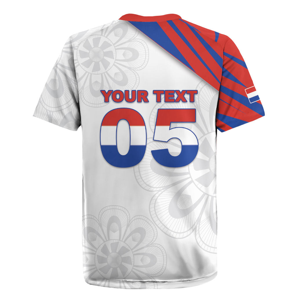 Custom Paraguay Football Rugby Jersey Stripes Typography With Nanduti Flower Patterns