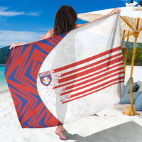 Paraguay Football Sarong Stripes Typography With Nanduti Flower Patterns