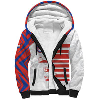 Custom Paraguay Football Sherpa Hoodie Stripes Typography With Nanduti Flower Patterns