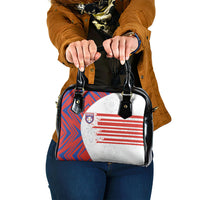 Paraguay Football Shoulder Handbag Stripes Typography With Nanduti Flower Patterns