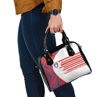 Paraguay Football Shoulder Handbag Stripes Typography With Nanduti Flower Patterns