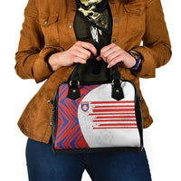Paraguay Football Shoulder Handbag Stripes Typography With Nanduti Flower Patterns