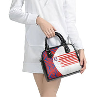 Paraguay Football Shoulder Handbag Stripes Typography With Nanduti Flower Patterns