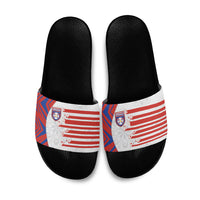 Paraguay Football Slide Sandals Stripes Typography With Nanduti Flower Patterns