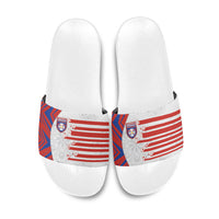 Paraguay Football Slide Sandals Stripes Typography With Nanduti Flower Patterns