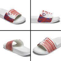 Paraguay Football Slide Sandals Stripes Typography With Nanduti Flower Patterns
