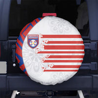 Paraguay Football Spare Tire Cover Stripes Typography With Nanduti Flower Patterns