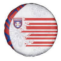 Paraguay Football Spare Tire Cover Stripes Typography With Nanduti Flower Patterns