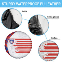 Paraguay Football Spare Tire Cover Stripes Typography With Nanduti Flower Patterns