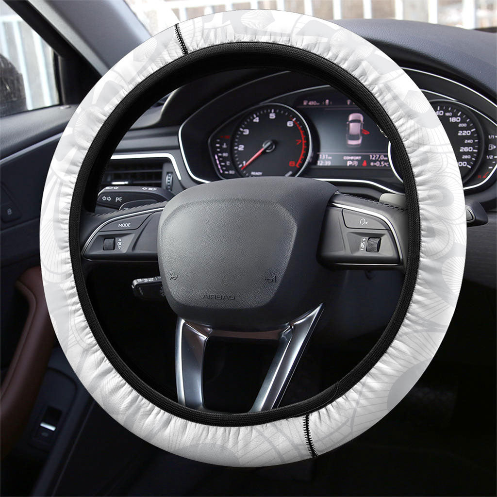 Paraguay Football Steering Wheel Cover Stripes Typography With Nanduti Flower Patterns