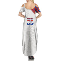 Custom Paraguay Football Summer Maxi Dress Stripes Typography With Nanduti Flower Patterns