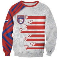 Custom Paraguay Football Sweatshirt Stripes Typography With Nanduti Flower Patterns