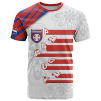 Custom Paraguay Football T Shirt Stripes Typography With Nanduti Flower Patterns