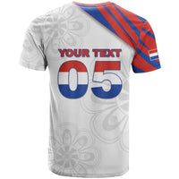 Custom Paraguay Football T Shirt Stripes Typography With Nanduti Flower Patterns