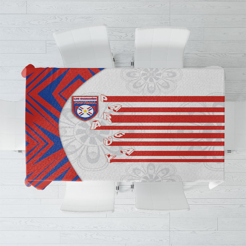 Paraguay Football Tablecloth Stripes Typography With Nanduti Flower Patterns