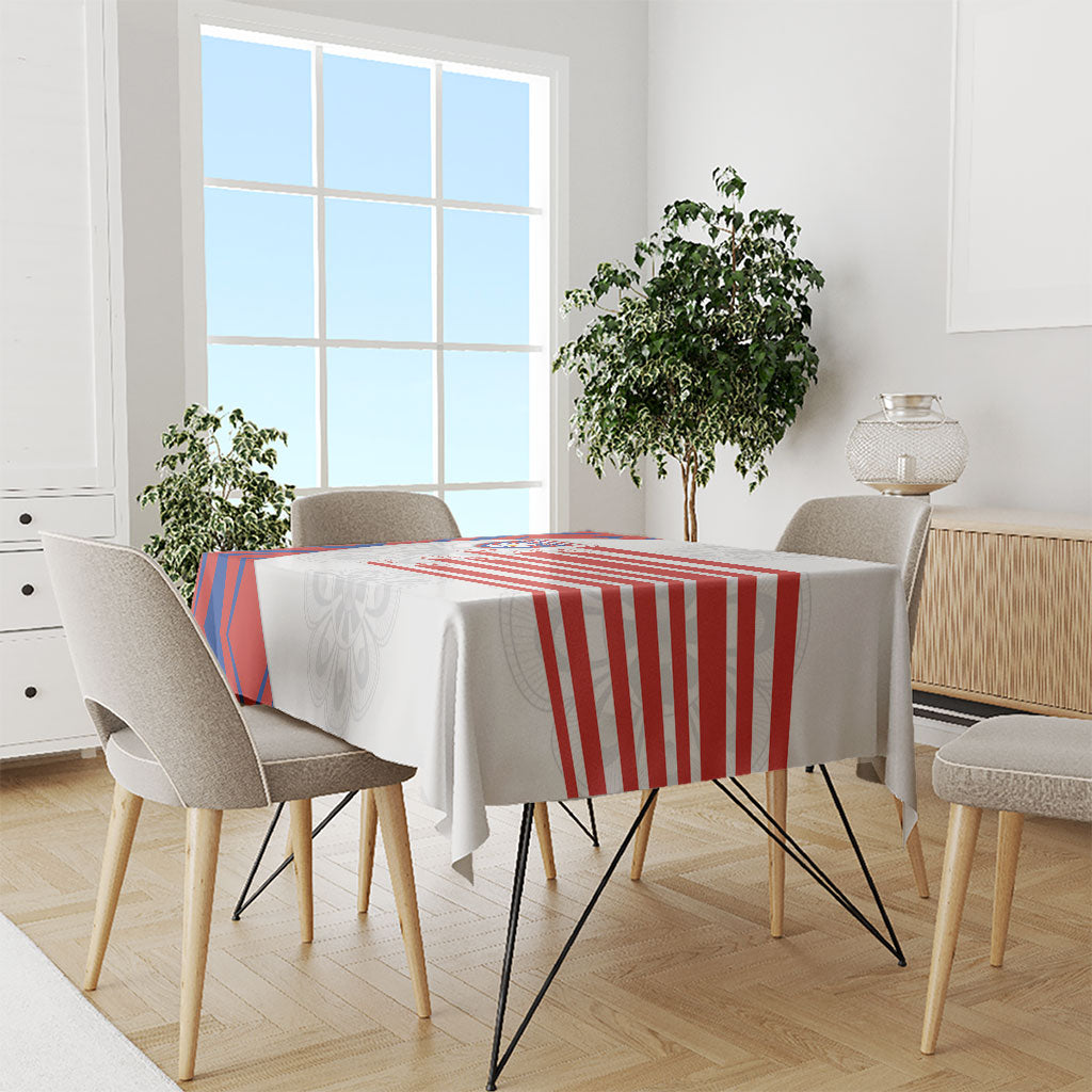 Paraguay Football Tablecloth Stripes Typography With Nanduti Flower Patterns