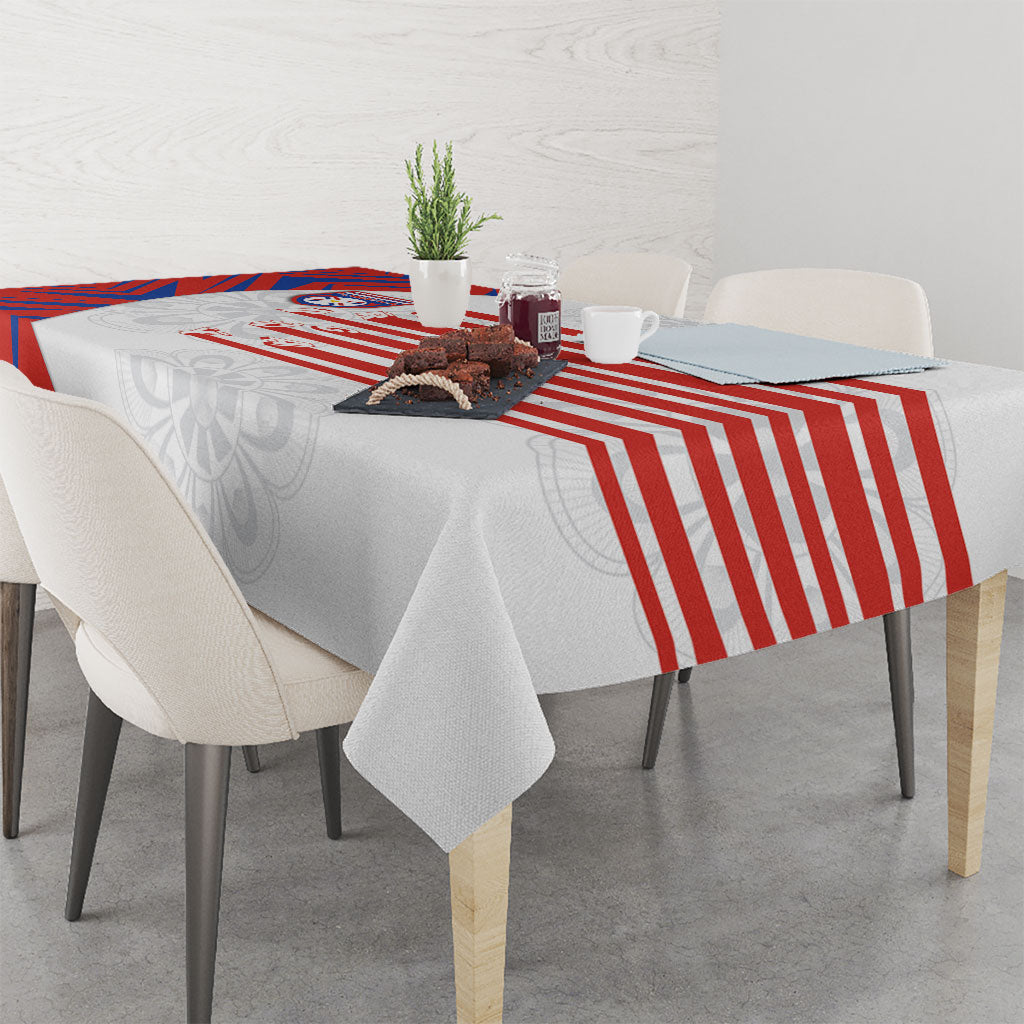 Paraguay Football Tablecloth Stripes Typography With Nanduti Flower Patterns