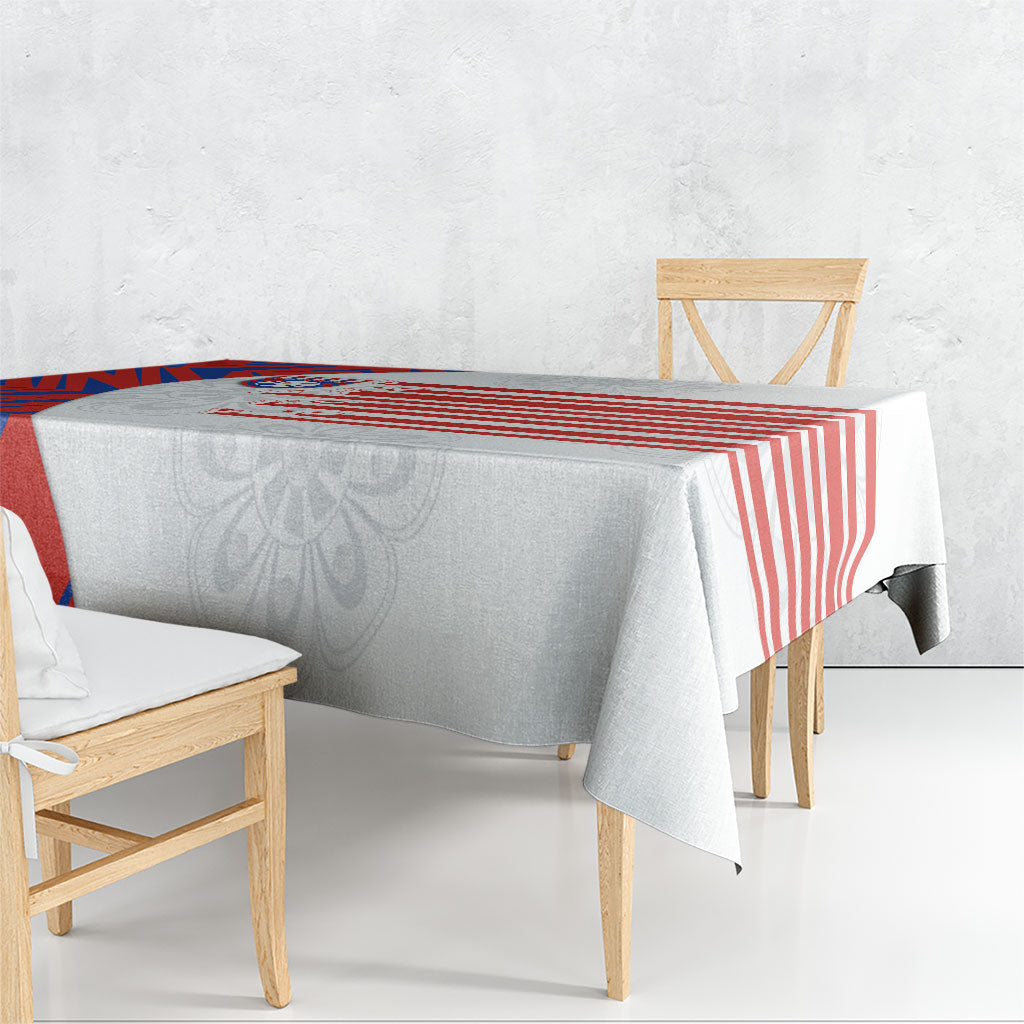 Paraguay Football Tablecloth Stripes Typography With Nanduti Flower Patterns