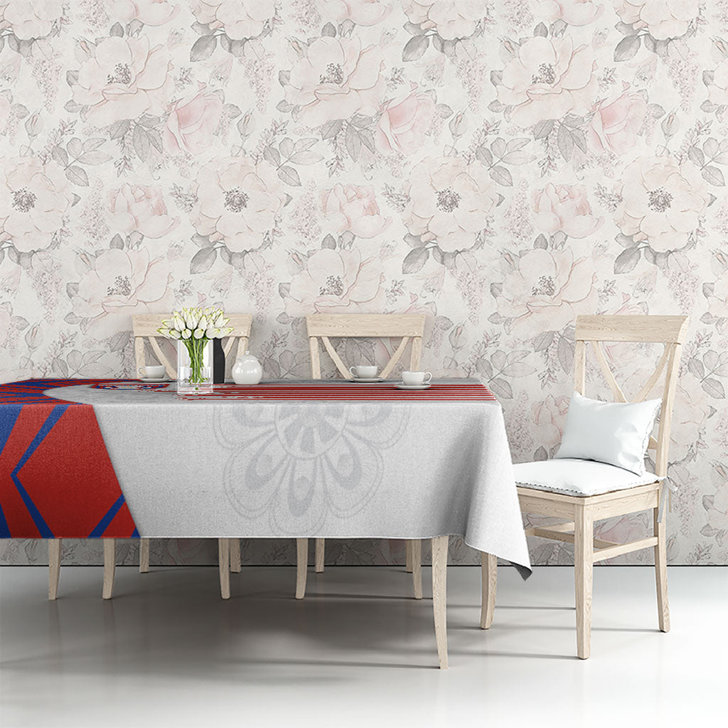 Paraguay Football Tablecloth Stripes Typography With Nanduti Flower Patterns
