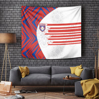 Paraguay Football Tapestry Stripes Typography With Nanduti Flower Patterns