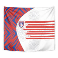 Paraguay Football Tapestry Stripes Typography With Nanduti Flower Patterns