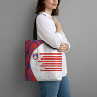 Paraguay Football Tote Bag Stripes Typography With Nanduti Flower Patterns