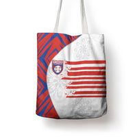 Paraguay Football Tote Bag Stripes Typography With Nanduti Flower Patterns