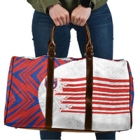 Paraguay Football Travel Bag Stripes Typography With Nanduti Flower Patterns