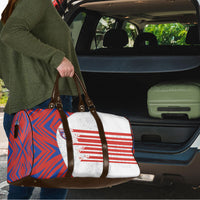 Paraguay Football Travel Bag Stripes Typography With Nanduti Flower Patterns