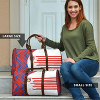 Paraguay Football Travel Bag Stripes Typography With Nanduti Flower Patterns