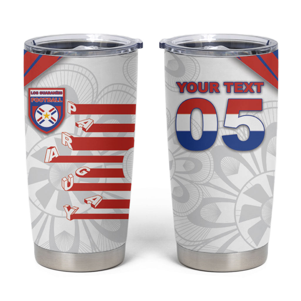 Custom Paraguay Football Tumbler Cup Stripes Typography With Nanduti Flower Patterns