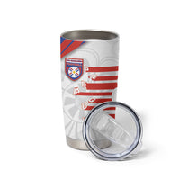Custom Paraguay Football Tumbler Cup Stripes Typography With Nanduti Flower Patterns