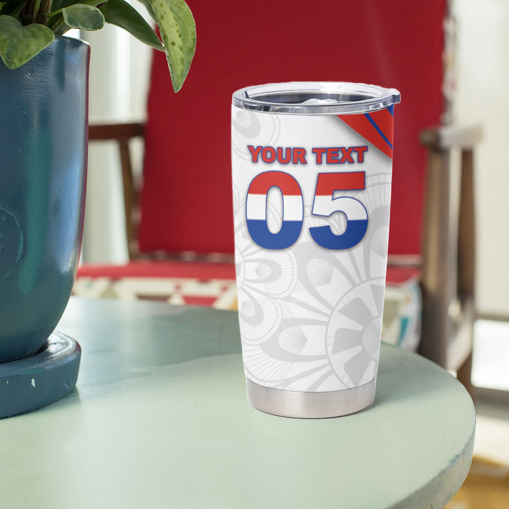 Custom Paraguay Football Tumbler Cup Stripes Typography With Nanduti Flower Patterns