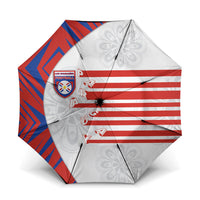 Paraguay Football Umbrella Stripes Typography With Nanduti Flower Patterns
