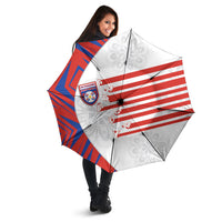 Paraguay Football Umbrella Stripes Typography With Nanduti Flower Patterns