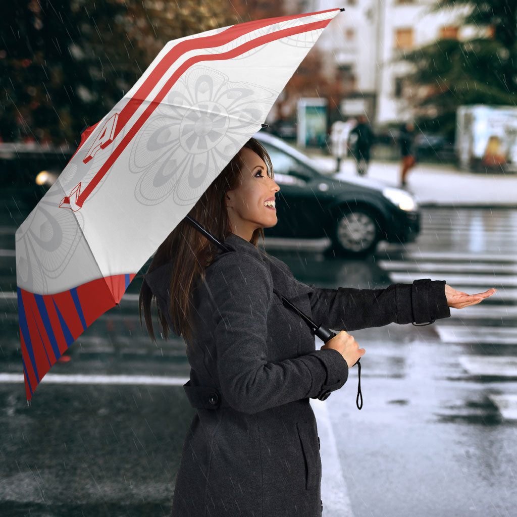 Paraguay Football Umbrella Stripes Typography With Nanduti Flower Patterns