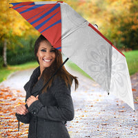 Paraguay Football Umbrella Stripes Typography With Nanduti Flower Patterns