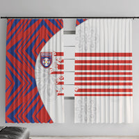 Paraguay Football Window Curtain Stripes Typography With Nanduti Flower Patterns