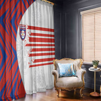 Paraguay Football Window Curtain Stripes Typography With Nanduti Flower Patterns