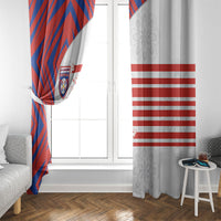 Paraguay Football Window Curtain Stripes Typography With Nanduti Flower Patterns