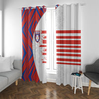 Paraguay Football Window Curtain Stripes Typography With Nanduti Flower Patterns