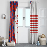 Paraguay Football Window Curtain Stripes Typography With Nanduti Flower Patterns