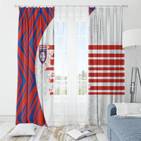 Paraguay Football Window Curtain Stripes Typography With Nanduti Flower Patterns