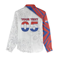 Custom Paraguay Football Women Casual Shirt Stripes Typography With Nanduti Flower Patterns