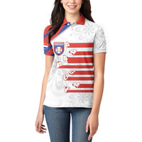 Custom Paraguay Football Women Polo Shirt Stripes Typography With Nanduti Flower Patterns