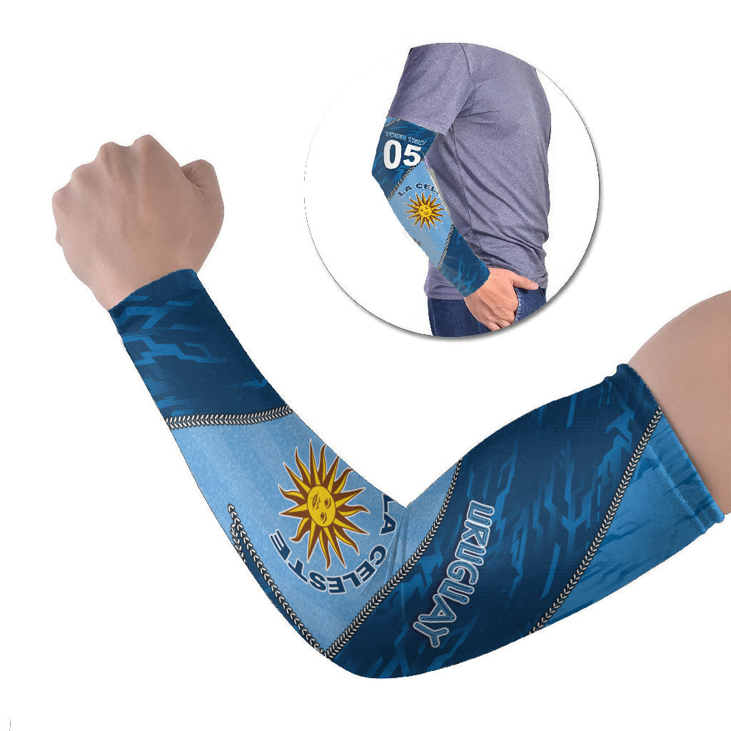 Custom Uruguay Football Arm Sleeves Sun Of May Symbol Unique Style