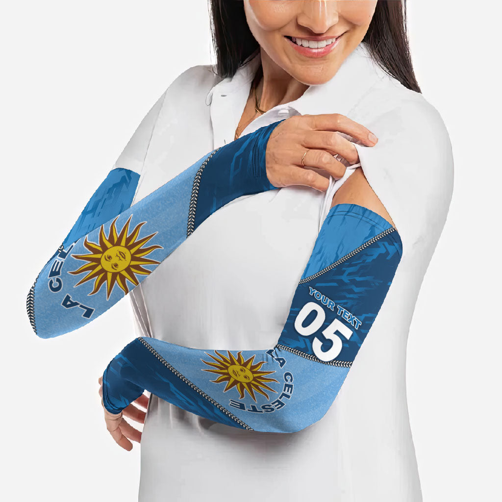 Custom Uruguay Football Arm Sleeves Sun Of May Symbol Unique Style