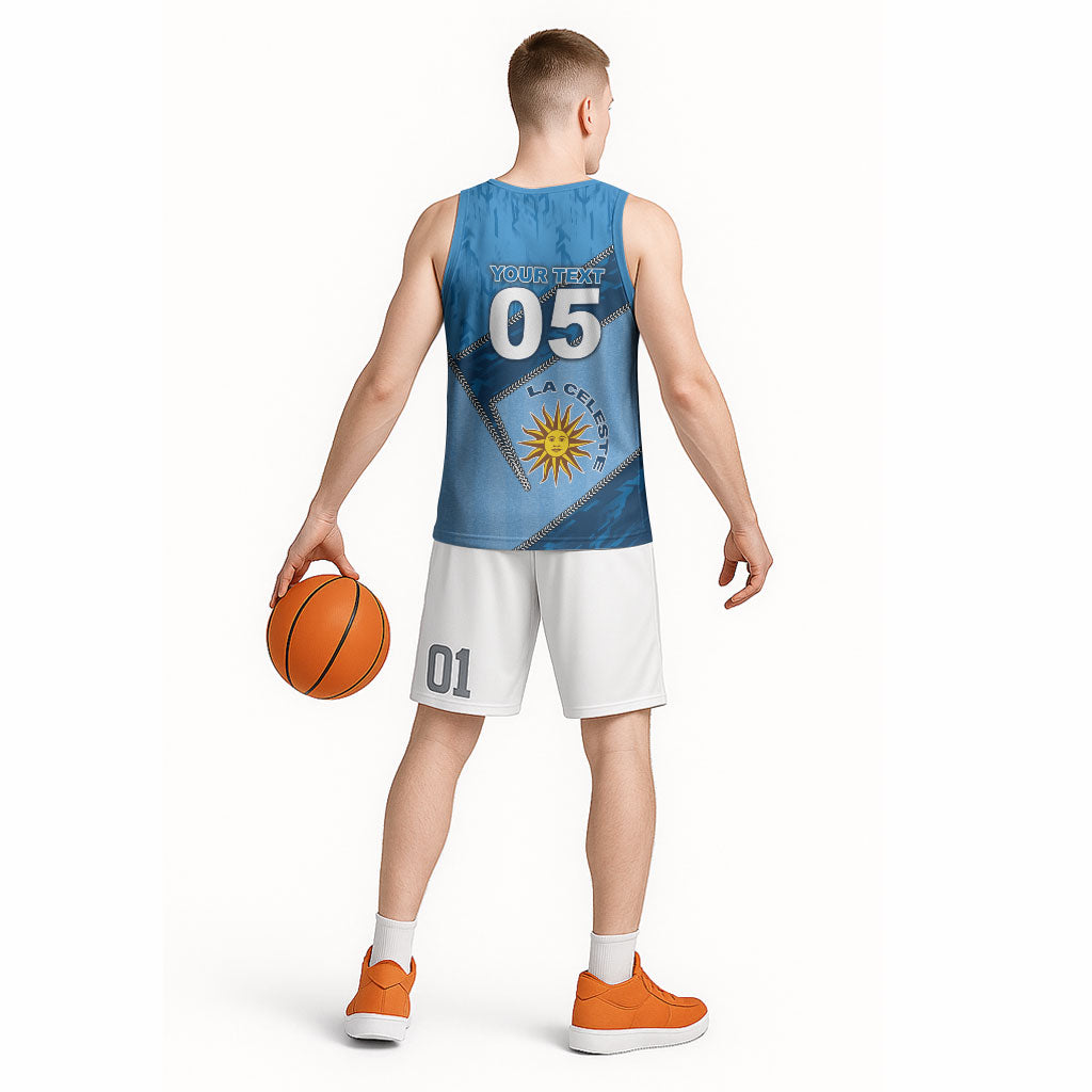 Custom Uruguay Football Basketball Jersey Sun Of May Symbol Unique Style